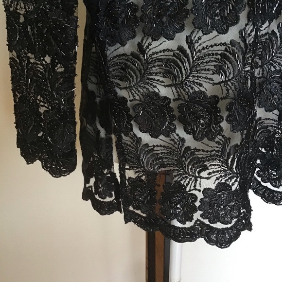 Ethereal Luxurious Naga Milo Black Lace Beaded Blouse Size Small - Picture 3 of 8